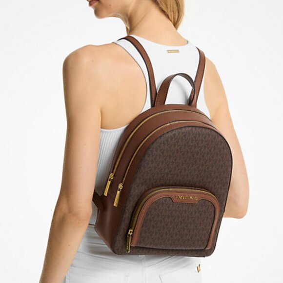 Michael Kors Jaycee Medium Logo Backpack in Brown Women's Handbag - Picture 4 of 4